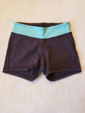 Champion Gray Teal Fitted Spandex Athletic Shorts Media Pocket Size M